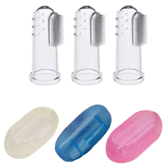 Beakey 3 Pcs Baby Finger Toothbrush for Training Teething and Oral Cleaning Massager