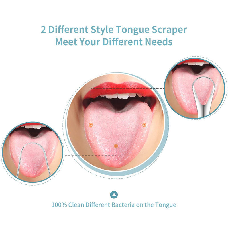 Beakey 4 Pcs Stainless Steel Tongue Scrapers for Clean Tongue Beauty Tools-F