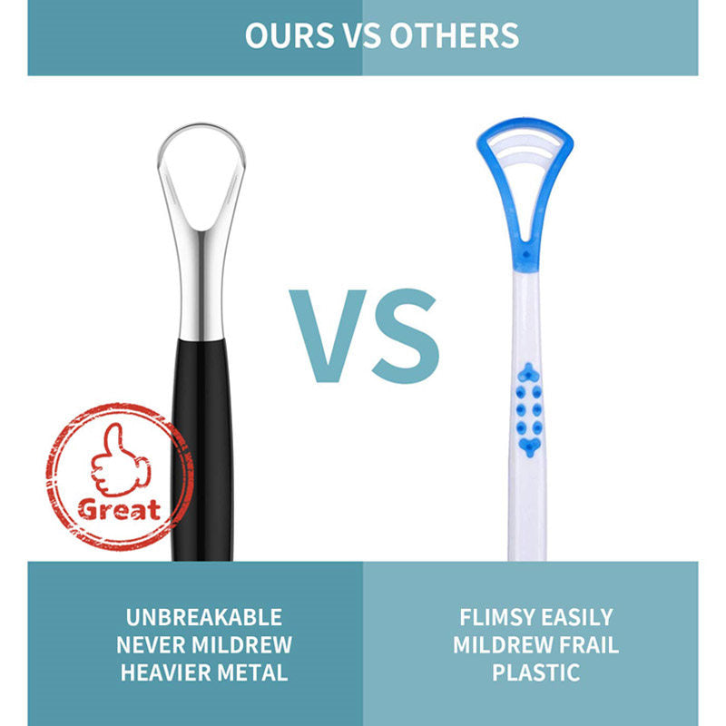 Beakey 4 Pcs Stainless Steel Tongue Scrapers for Clean Tongue Beauty Tools-F