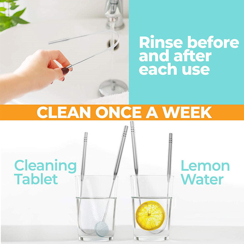 Beakey 4 Pcs Stainless Steel Tongue Scrapers for Clean Tongue Beauty Tools-F