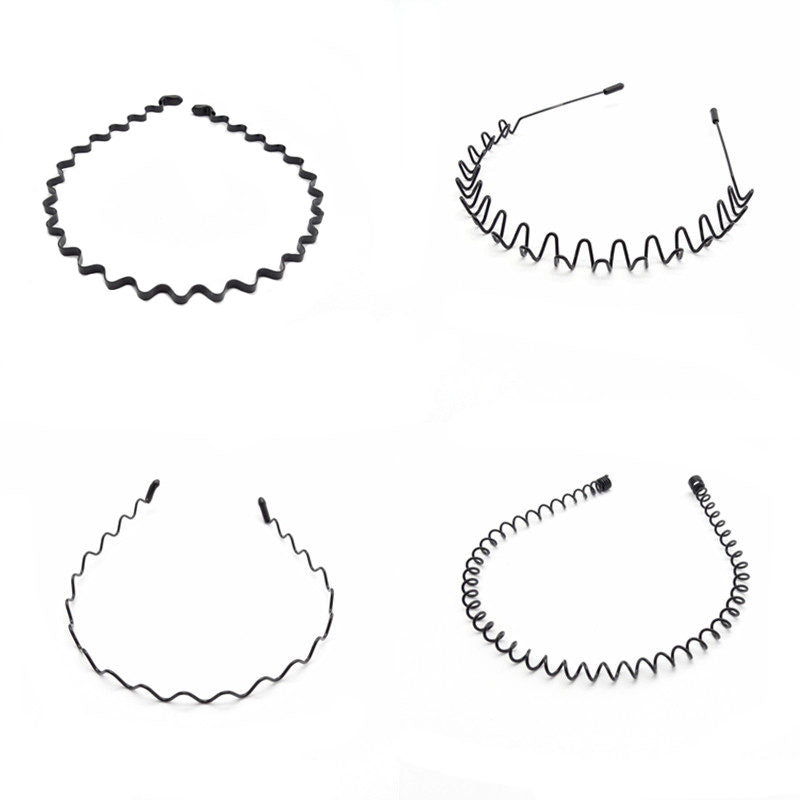 Beakey 4 Pack Hair Band Metal Wavy Headband for Washing Face Sports-B