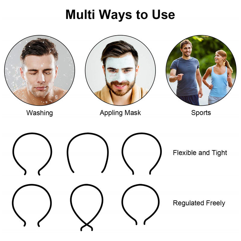 Beakey 4 Pack Hair Band Metal Wavy Headband for Washing Face Sports-B