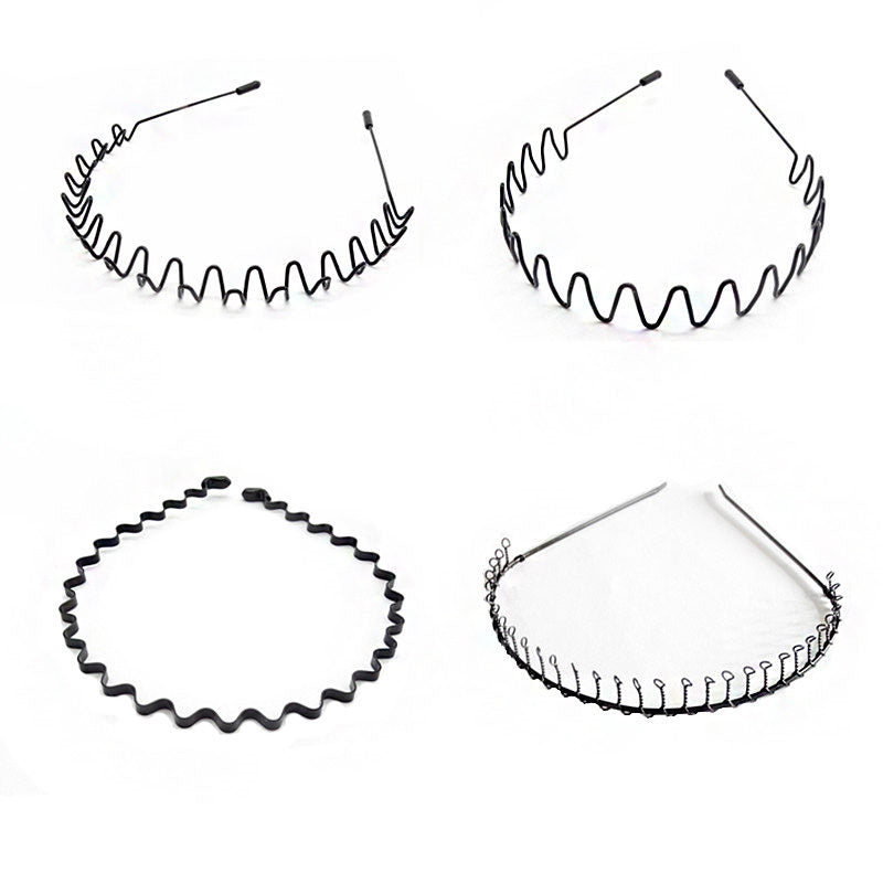 Beakey 4 Pack Hair Band Metal Wavy Headband for Washing Face Sports-C
