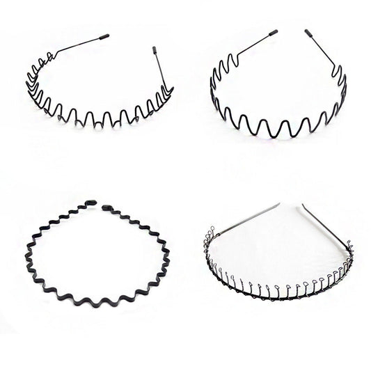 Beakey 4 Pack Hair Band Metal Wavy Headband for Washing Face Sports-C