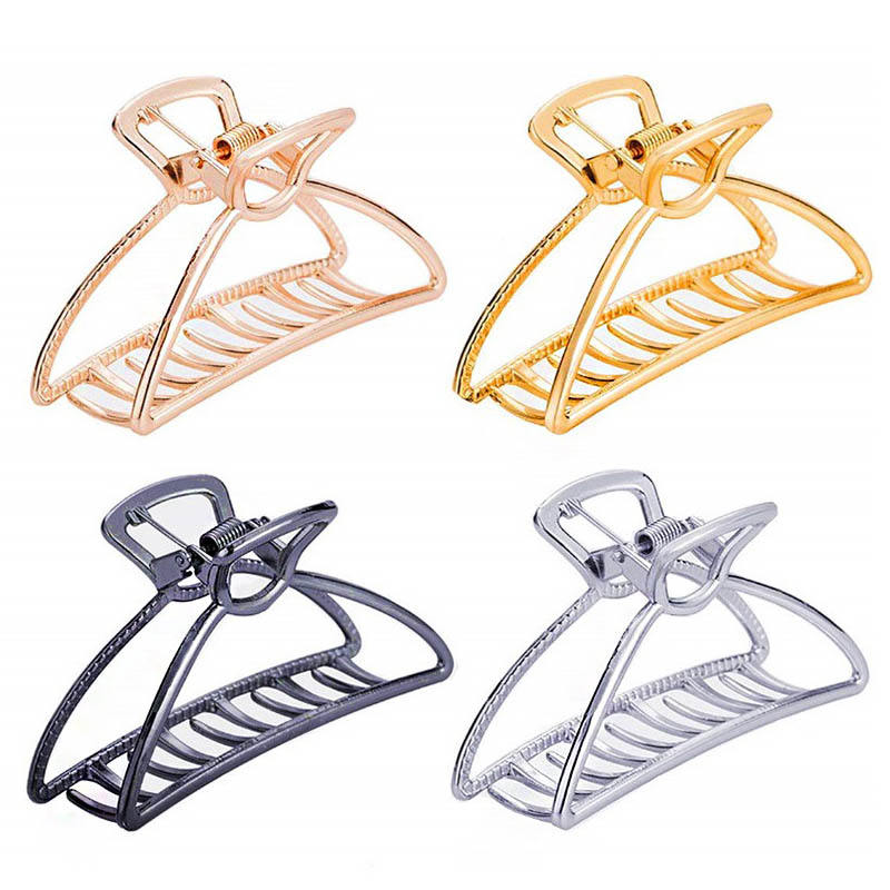 Beakey 4PCS Large Metal Hair Claw Clips Crescent Shape Hairpins for Women Thick Hair-A