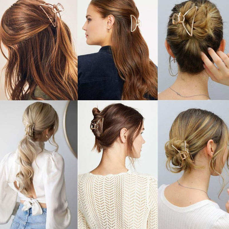 Beakey 4PCS Large Metal Hair Claw Clips Crescent Shape Hairpins for Women Thick Hair-A