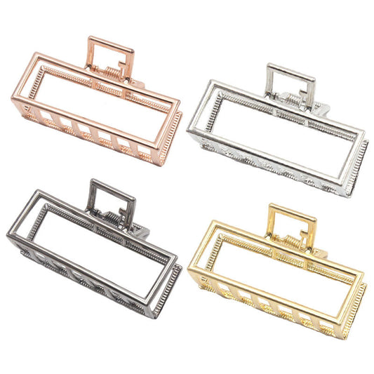 Beakey 4PCS Large Metal Hair Claw Clips Rectangle Hairpins for Women Thick Hair-B