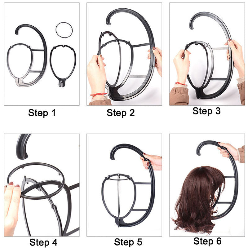 Beakey 2 Pack Hanging Wig Stand Plastic Wig Hook Bracket Hair Accessories-Black