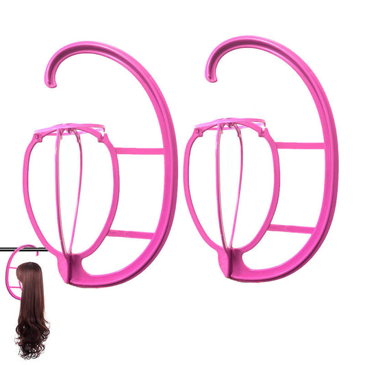 Beakey 2 Pack Hanging Wig Stand Plastic Wig Hook Bracket Hair Accessories-Pink