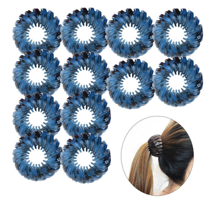Beakey 12 Pcs Bird Nest Shaped Hair Clips Expandable Ponytail Holder Hair Accessories-LightBlue