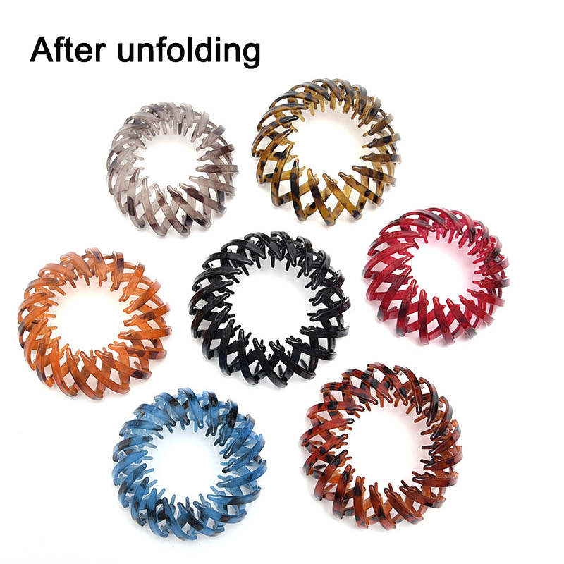 Beakey 12 Pcs Bird Nest Shaped Hair Clips Expandable Ponytail Holder Hair Accessories-LightBlue