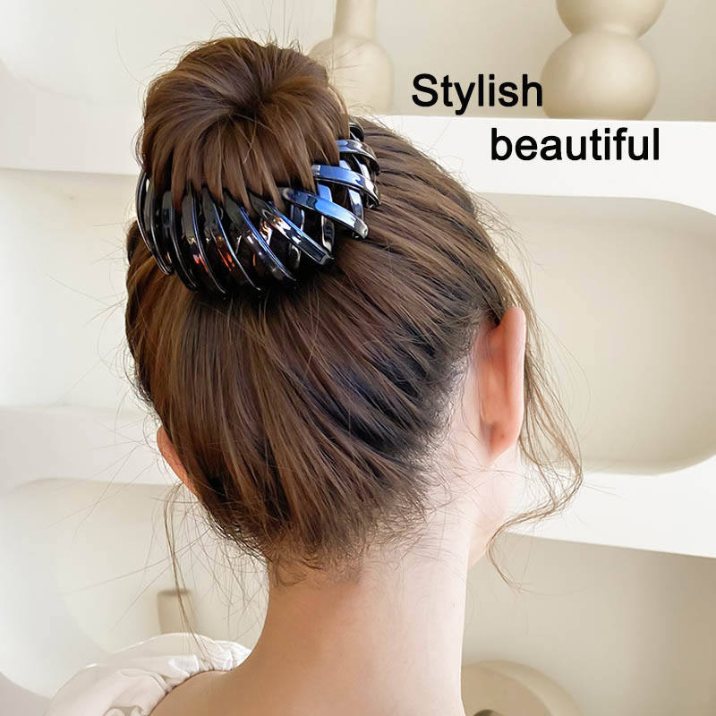 Beakey 12 Pcs Bird Nest Shaped Hair Clips Expandable Ponytail Holder Hair Accessories-GreenCoffee