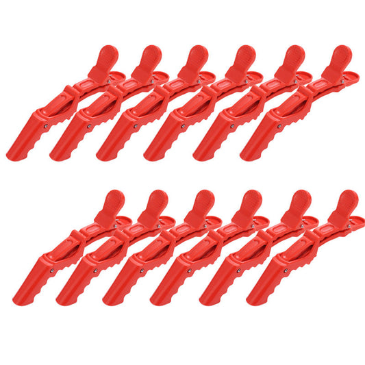 Beakey 12 Pcs Women Styling Hairclip Durable Alligator Plastic Hair Sectioning Clips-Red