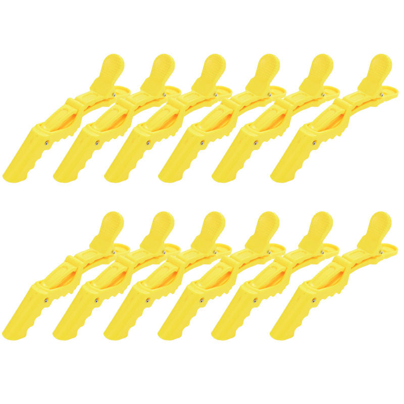 Beakey 12 Pcs Women Styling Hairclip Durable Alligator Plastic Hair Sectioning Clips-Yellow