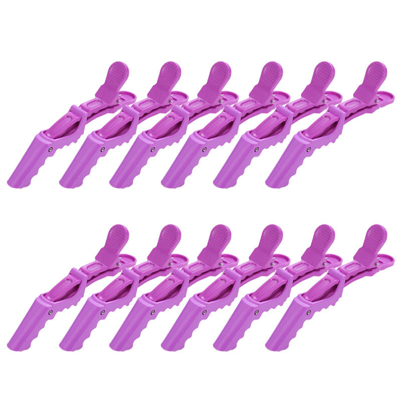 Beakey 12 Pcs Women Styling Hairclip Durable Alligator Plastic Hair Sectioning Clips-Purple