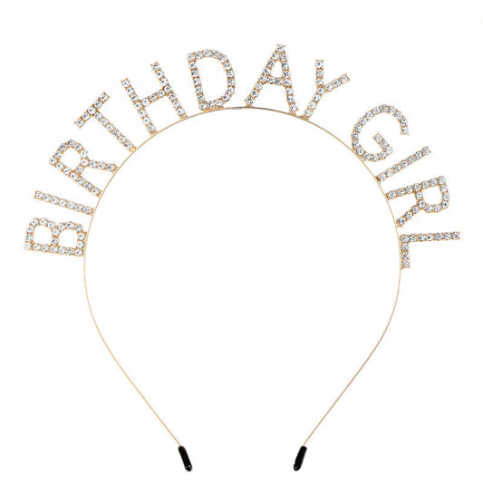 Beakey Birthday Girl Tiara Princess Crown Rhinestone Headband-Gold