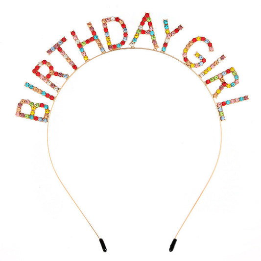 Beakey Birthday Girl Tiara Princess Crown Rhinestone Headband-Colorful