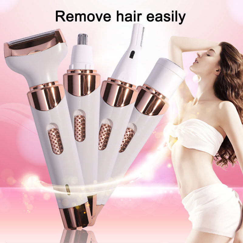Beakey 4 in 1 Electric Razor for Women Eyebrow Nose Face Legs Underarms Portable Bikini Trimmer