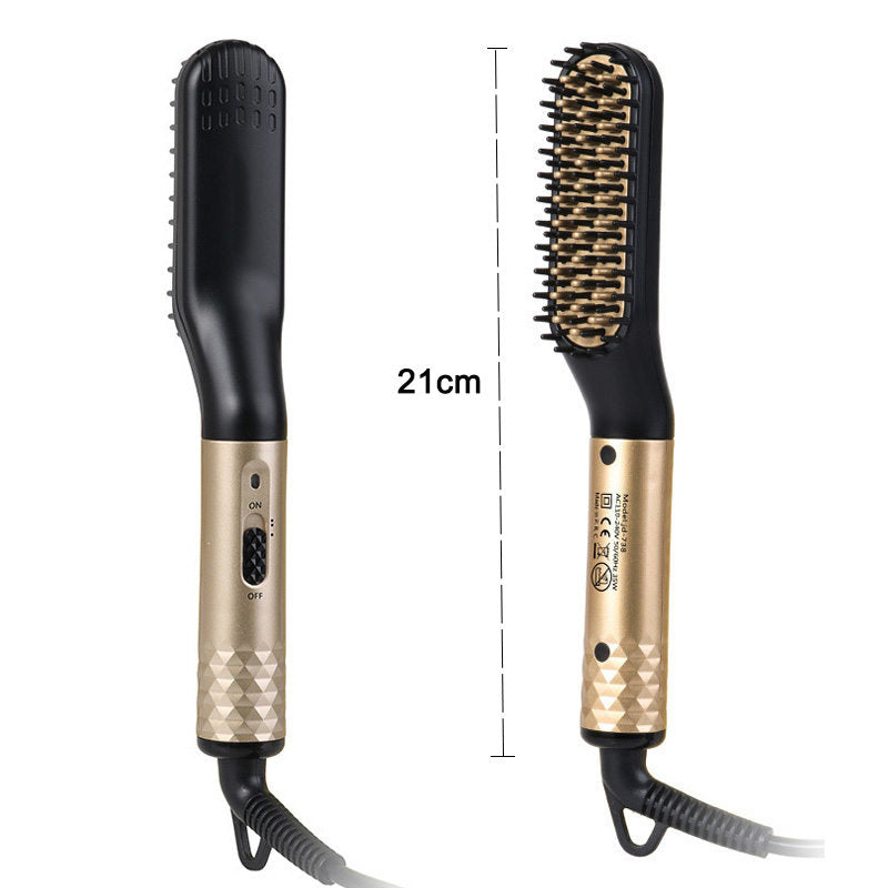 Beakey Beard Straightener for Men Quick Heated Styling Comb for Travel and Home-Gold