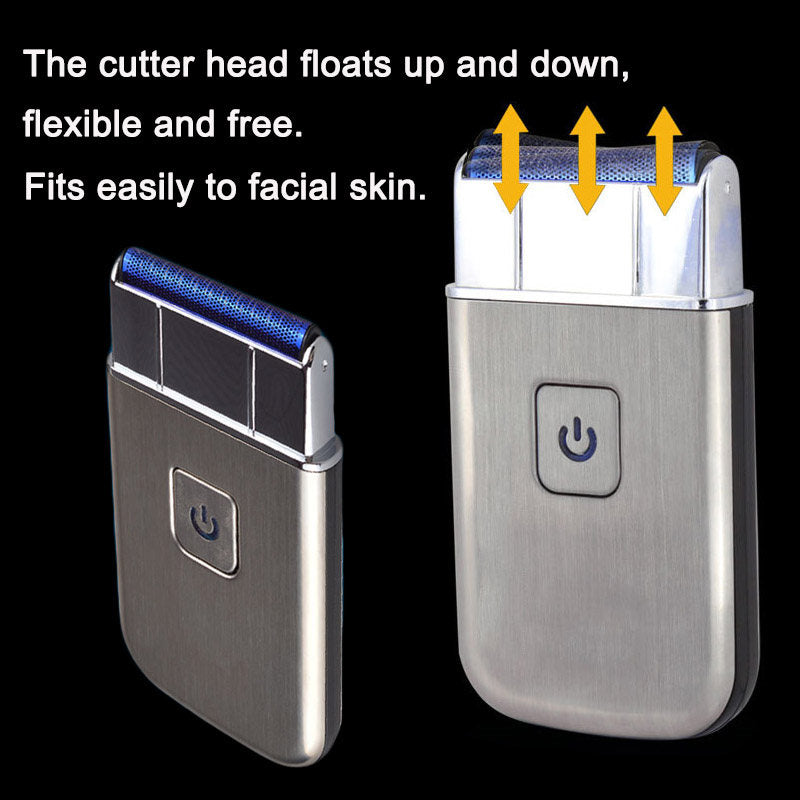 Beakey Mens Mini Electric Razor Cordless USB Charging Travel Portable Face Trimmer-Silver