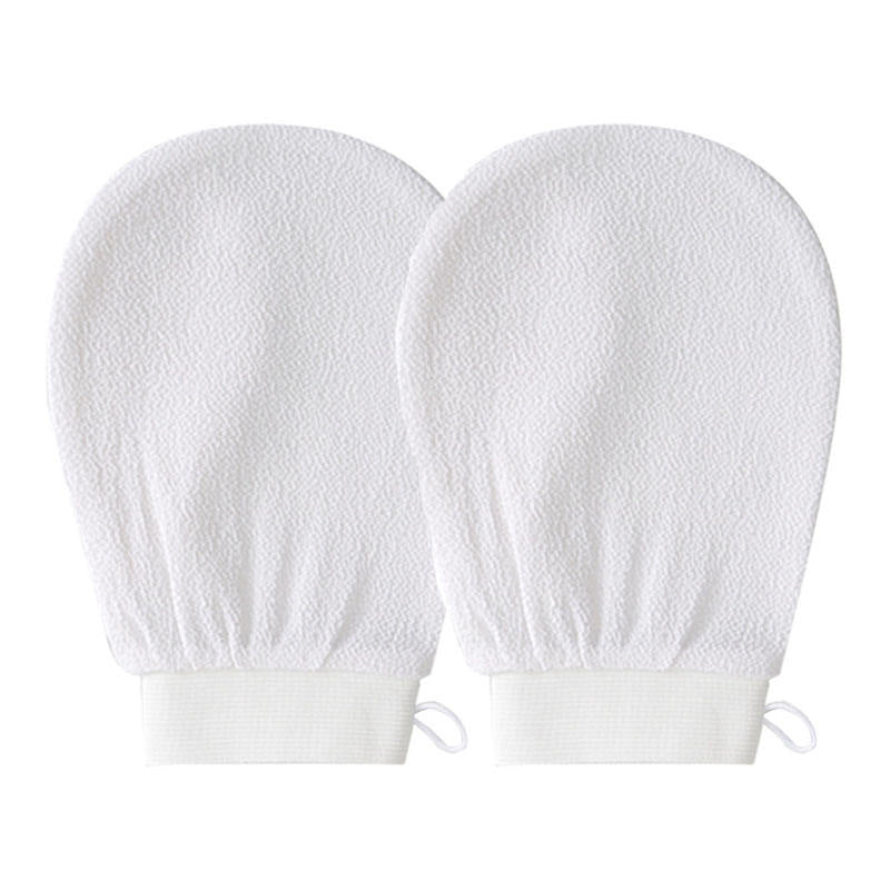 Beakey  2 Pieces Body Exfoliating Bath Gloves at Home Scrubber Lift Away Dead Skin Bumps-White