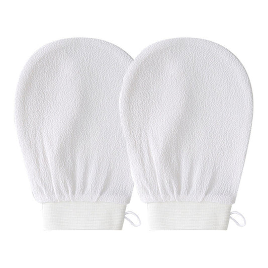 Beakey  2 Pieces Body Exfoliating Bath Gloves at Home Scrubber Lift Away Dead Skin Bumps-White