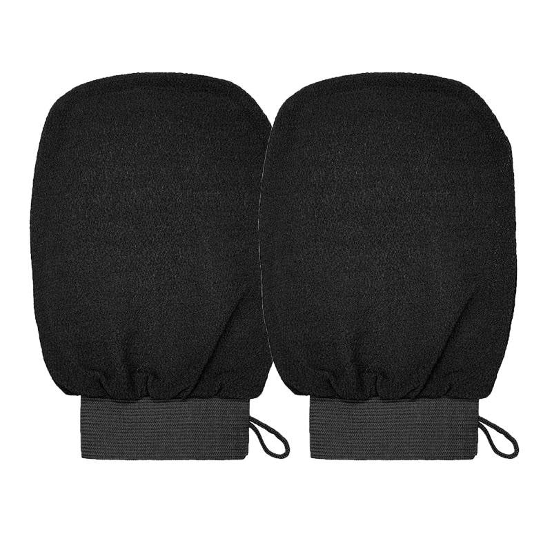 Beakey 2 Pieces  Body Exfoliating Bath Gloves at Home Scrubber Lift Away Dead Skin Bumps-Black