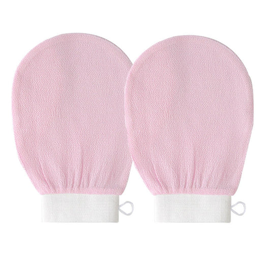 Beakey  2 Pieces Body Exfoliating Bath Gloves at Home Scrubber Lift Away Dead Skin Bumps-Pink