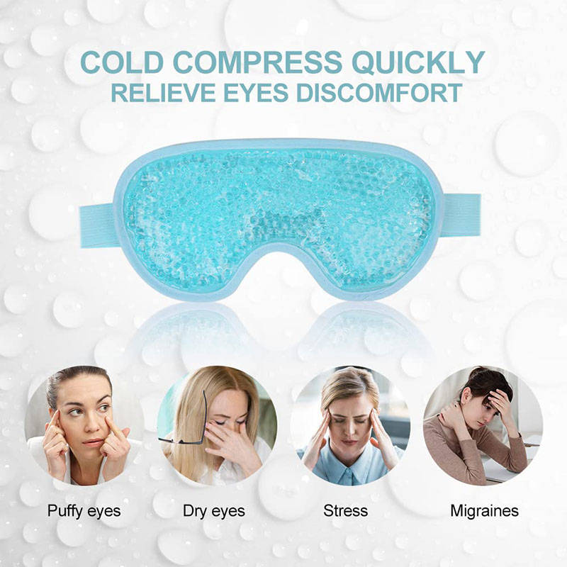Beakey Reusable Gel Sleeping Ice Eye Mask for Headache Stress Relief-Blue