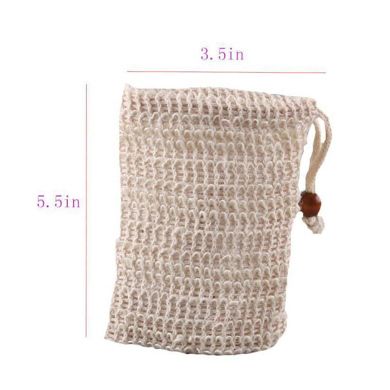 Beakey 5 Pack Soap Saver Bag Natural Sisal Exfoliating Soap Pouch for Shower-Beige