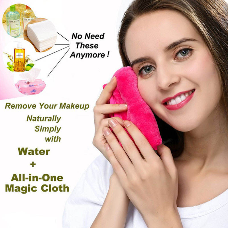 Beakey  4 Pack Microfiber Reusable Fast Drying Makeup Remover Washcloth-PinkGreenPurpleBlack