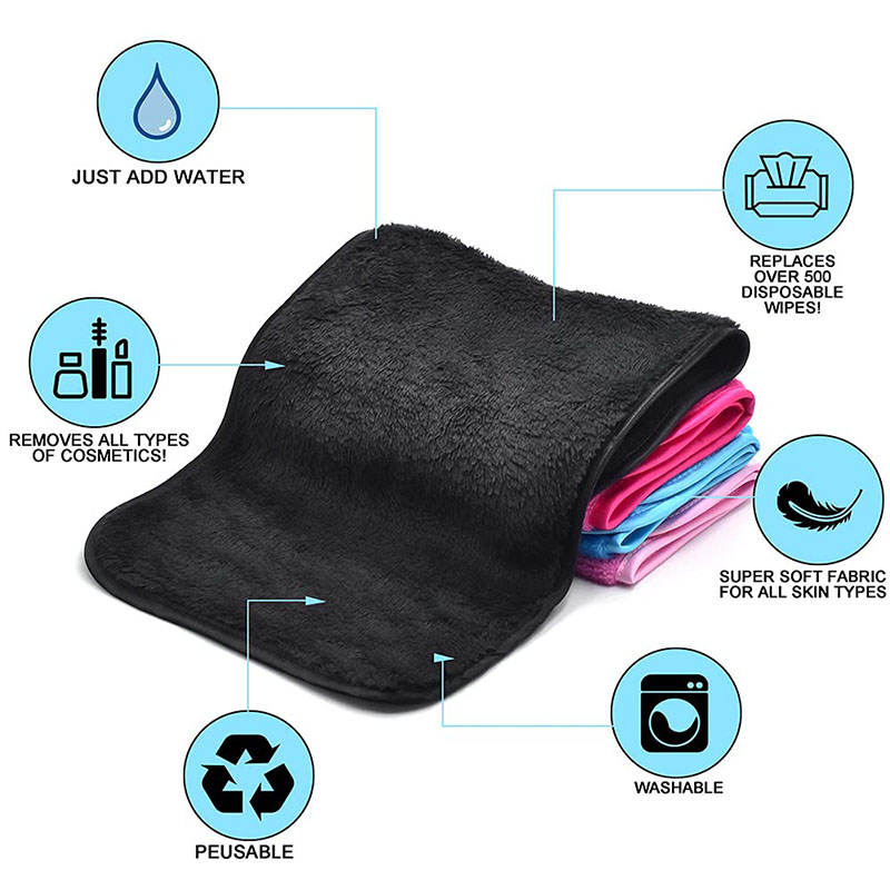 Beakey  4 Pack Microfiber Reusable Fast Drying Makeup Remover Washcloth-PinkGreenPurpleBlack