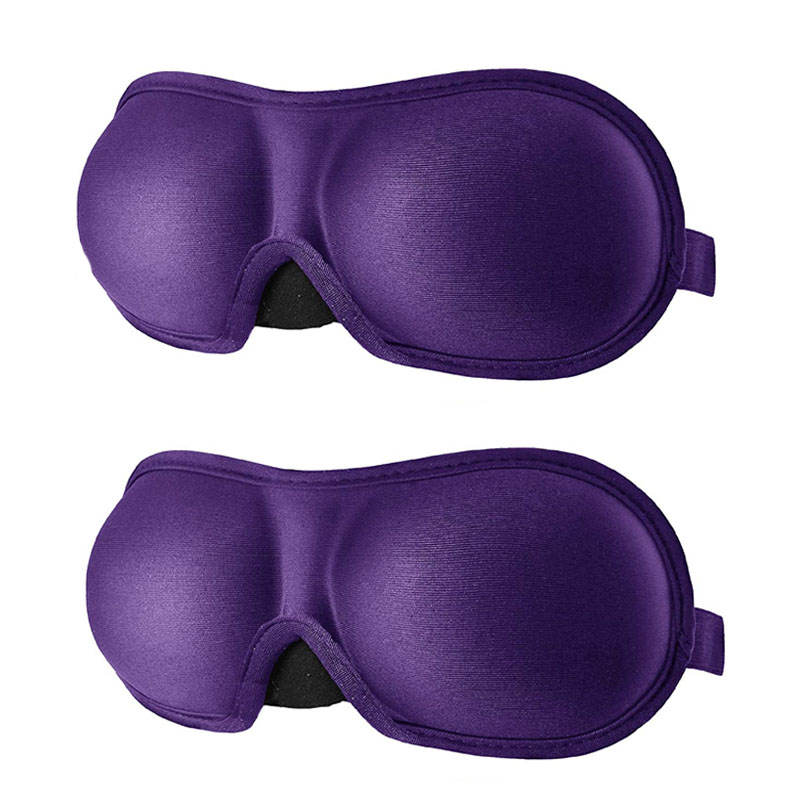 Beakey 2 Pack 3D Contoured Washable Eye Mask for Sleeping with Adjustable Strap-purple