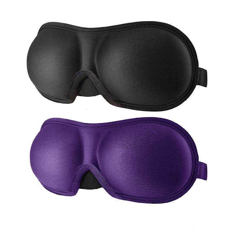 Beakey 2 Pack 3D Contoured Washable Eye Mask for Sleeping with Adjustable Strap-Blackpurple