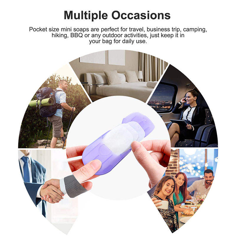 Beakey 6 Packs Portable Soap Paper Sheets Disposable Travel Scented Bath Slice Sheet-Multicolour