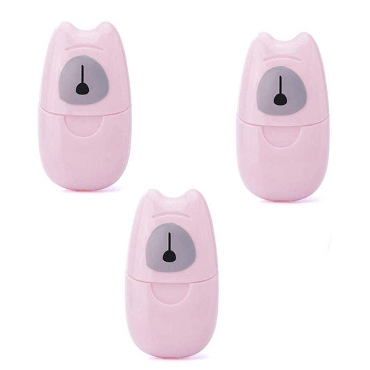 Beakey 3 Packs Mini Portable Travel Soap Paper Sheets Disposable Hand Washing-Pink