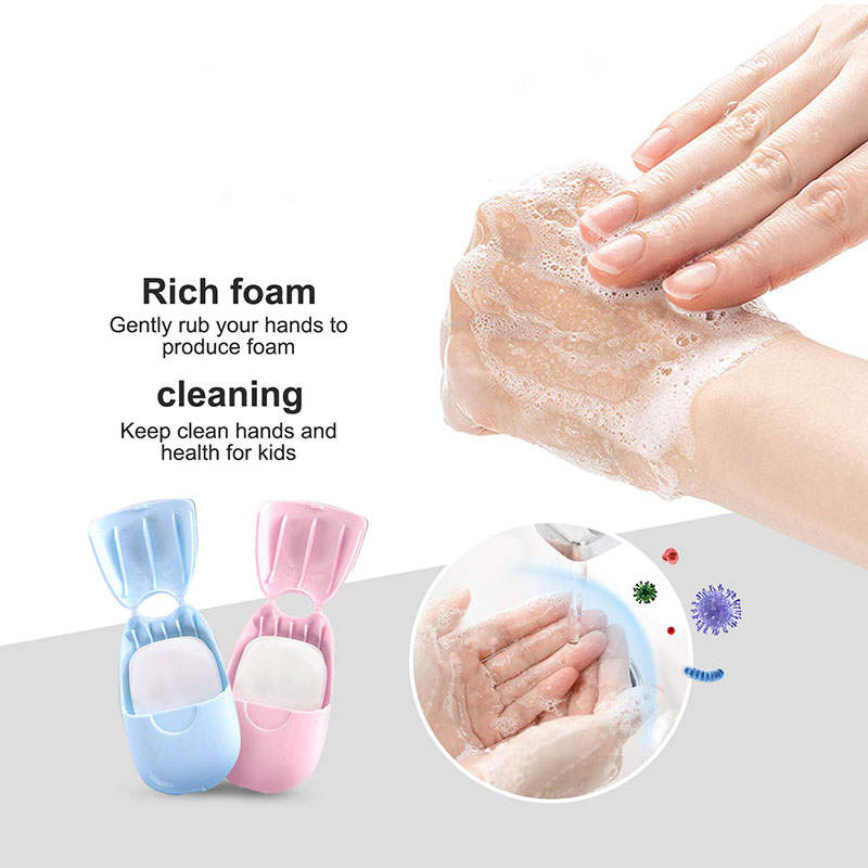Beakey 2 Packs Mini Portable Travel Soap Paper Sheets Disposable Hand Washing-Blue