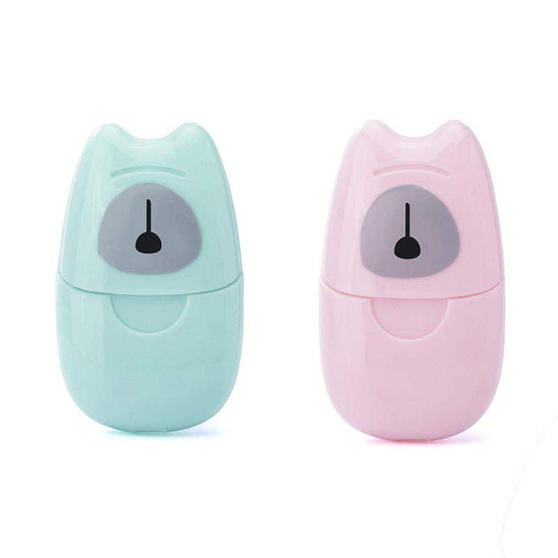 Beakey 2 Packs Mini Portable Travel Soap Paper Sheets Disposable Hand Washing-PinkGreen