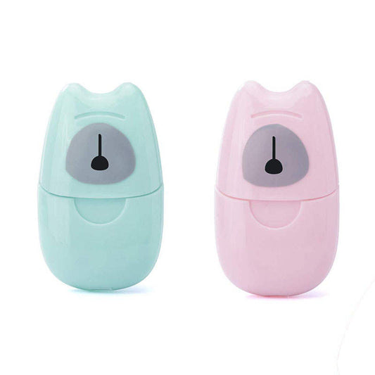 Beakey 2 Packs Mini Portable Travel Soap Paper Sheets Disposable Hand Washing-PinkGreen