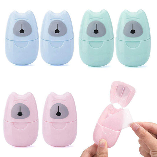 Beakey 6 Packs Mini Portable Travel Soap Paper Sheets Disposable Hand Washing-BlueGreenPink