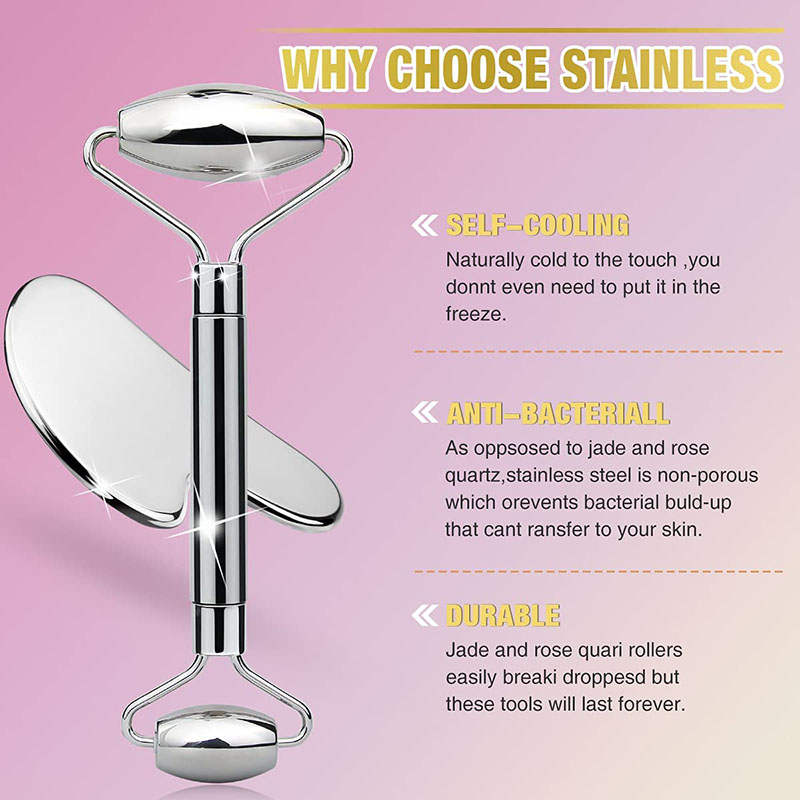 Beakey Pure Stainless Steel Roller Facial Tools for Toxins Prevents Wrinkles