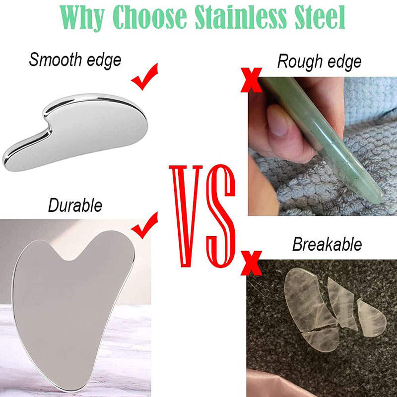 Beakey Pure Stainless Steel Gua Sha Facial Tools for Toxins Prevents Wrinkles