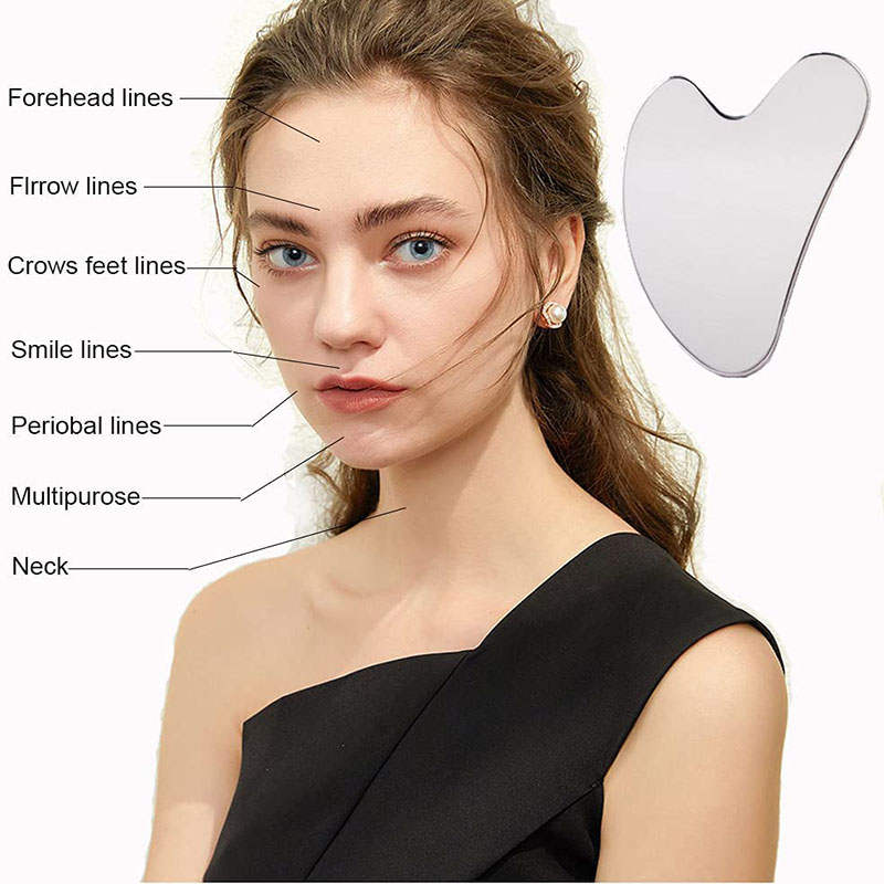 Beakey Pure Stainless Steel Gua Sha Facial Tools for Toxins Prevents Wrinkles