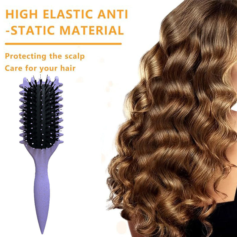 Beakey Bounce Curl Defining Brush With Ridges Styling Brush for Detangling Shaping-Purple