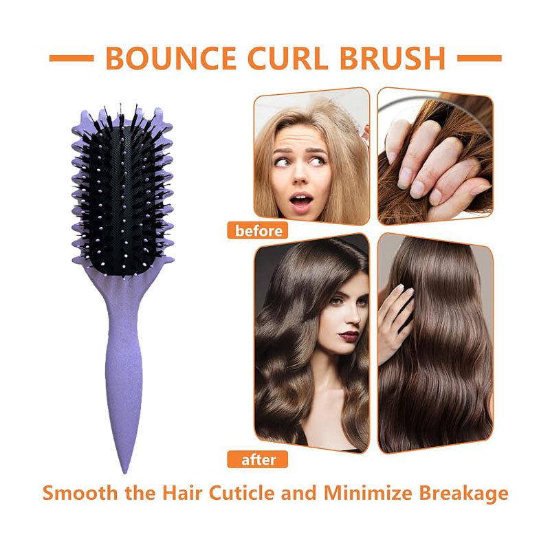 Beakey Bounce Curl Defining Brush With Ridges Styling Brush for Detangling Shaping-Purple