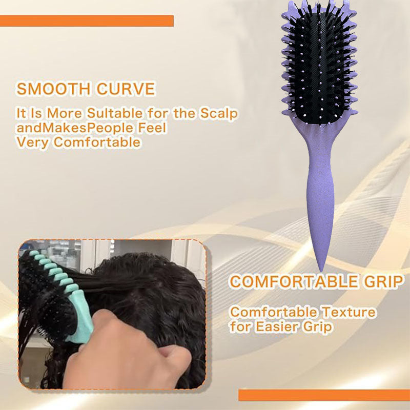 Beakey Bounce Curl Defining Brush With Ridges Styling Brush for Detangling Shaping-Purple