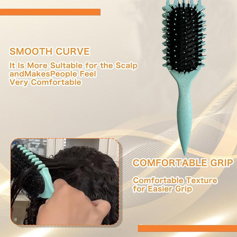 Beakey Bounce Curl Defining Brush With Ridges Styling Brush for Detangling Shaping-Green