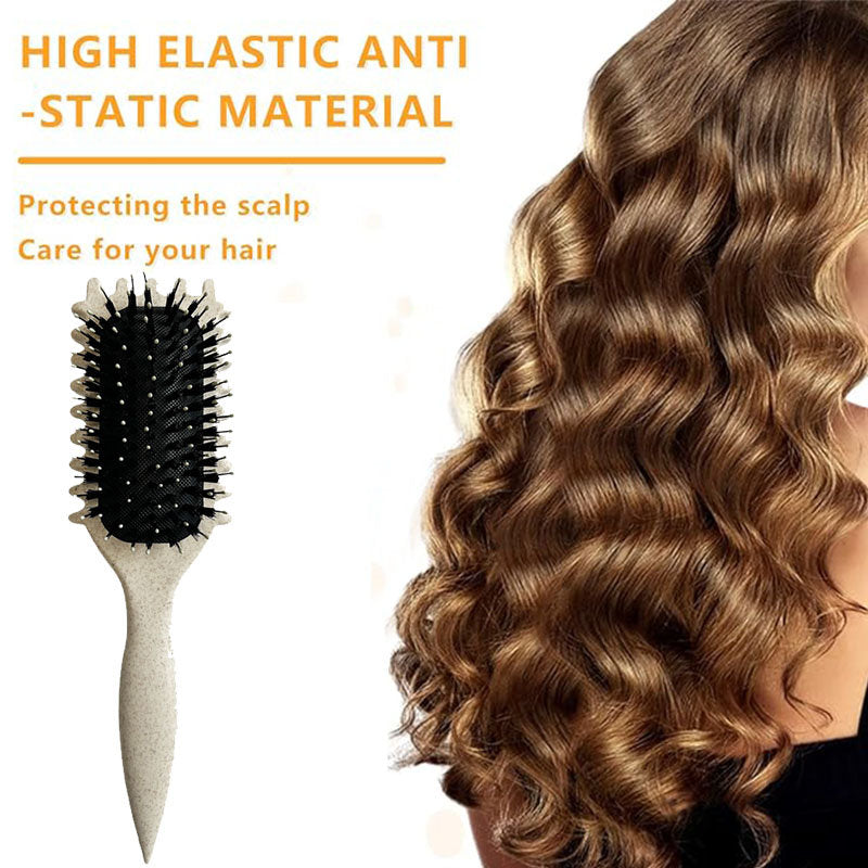 Beakey Bounce Curl Defining Brush With Ridges Styling Brush for Detangling Shaping-Beige