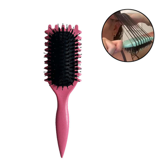 Beakey Bounce Curl Defining Brush With Ridges Styling Brush for Detangling Shaping-Red