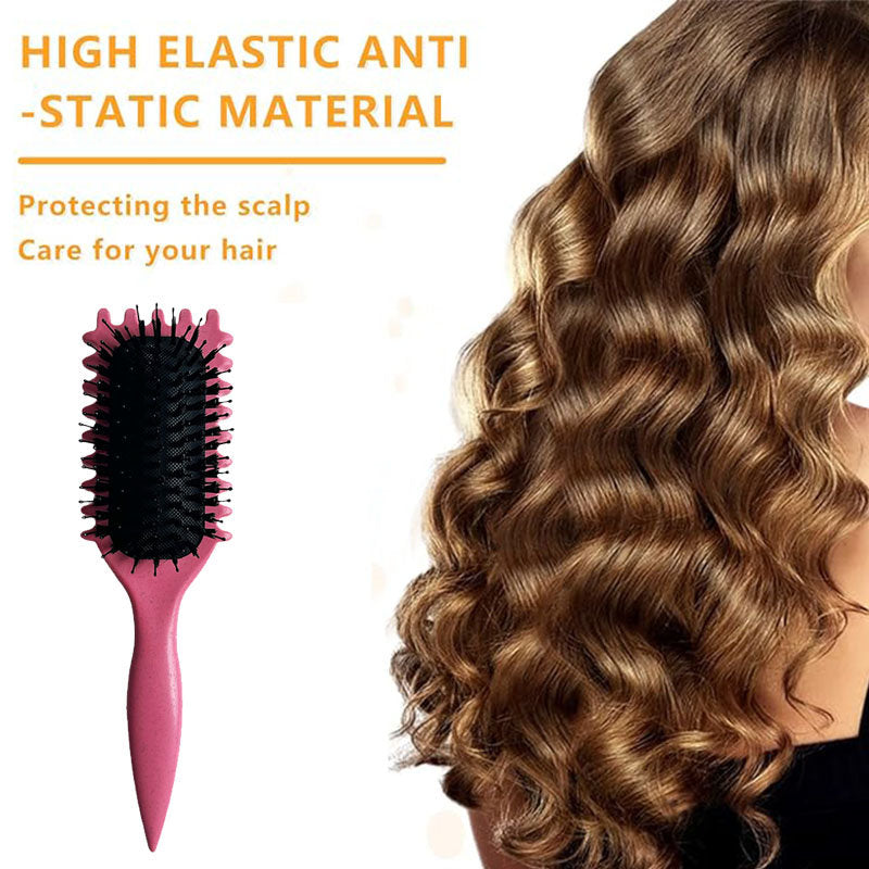 Beakey Bounce Curl Defining Brush With Ridges Styling Brush for Detangling Shaping-Red